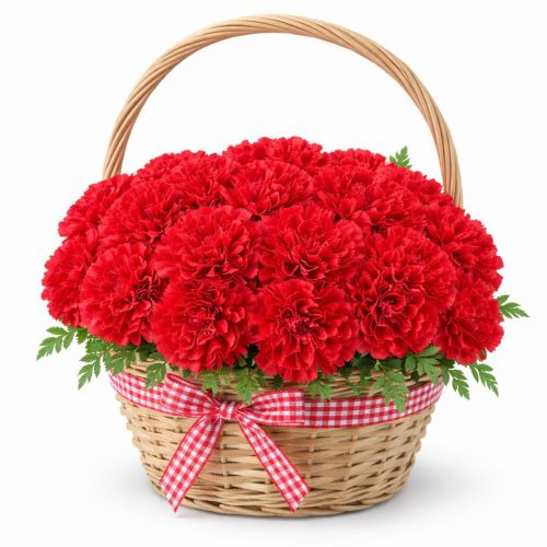 Корзина с цветами «Красное очарование»
