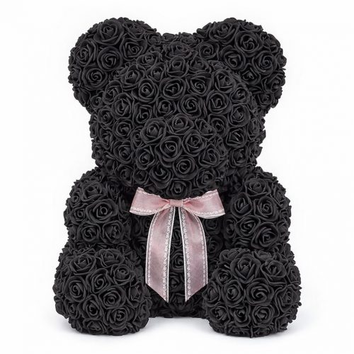 Мишка из роз черный (40 см)