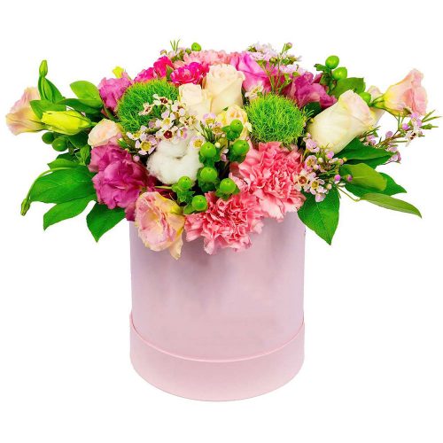 Цветы в шляпной коробке «Закат»