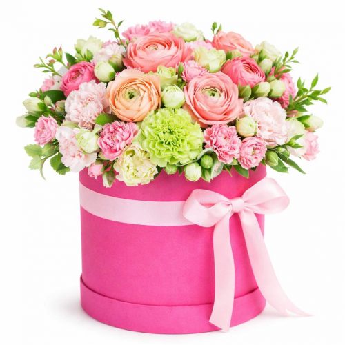 Цветы в шляпной коробке «Хрустальный сон»