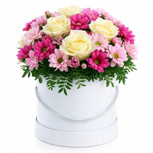 Цветы в шляпной коробке «Эйприл»