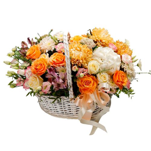 Цветочная композиция в корзине «Солнечная улыбка»
