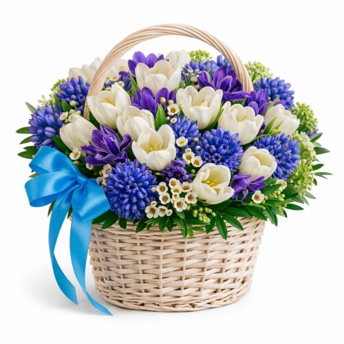Корзина с цветами «Синие облака»