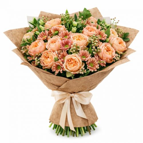 Цветочный букет «Персиковый ураган»